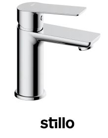 Grifería de lavabo baja Stillo Cronos Cold Open cromo con aireador