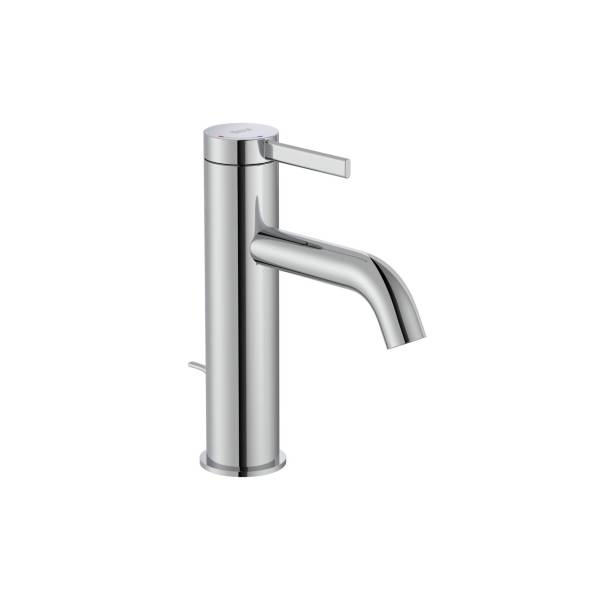 Grifería de lavabo baja Roca Ona Cold Start cromo con aireador cuerpo liso